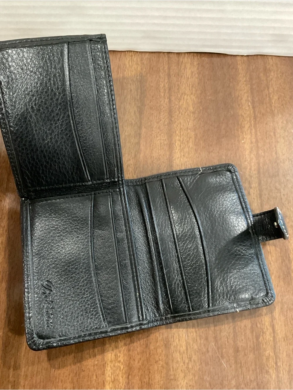 Brighton Black Leather pebble Wallet with Silver Decorative Chain Accent